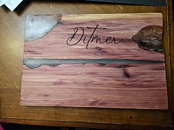 Cedar and epoxy serving tray